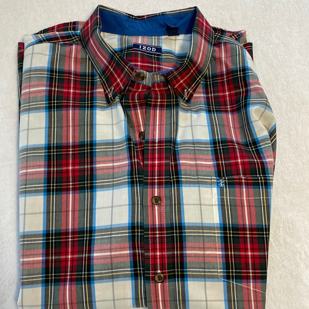 Izod Mens Long Sleeve Paid Buttondown